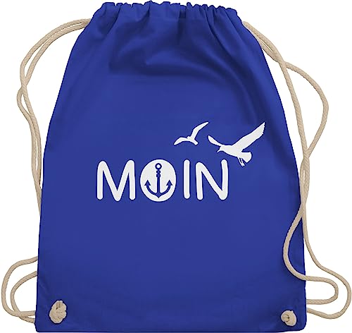 Turnbeutel Rucksack - Sprüche Statement - Moin Moin Hamburg Maritime Nordsee Geschenk - Unisize - Royalblau - turn tasche baumwolle baumwoll kordel kinder mit statements moin,moin bag maritimer von Shirtracer