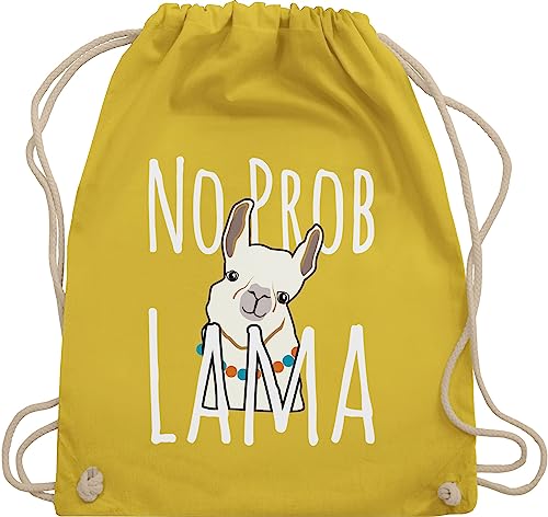 Turnbeutel Rucksack - Sprüche Statement mit Spruch - No Problama - weiß - Unisize - Gelb - geschenk zur einschulung gymsack sportbeutel lustige sprüche. beutel sprüchen witzige taschen kordelzug von Shirtracer