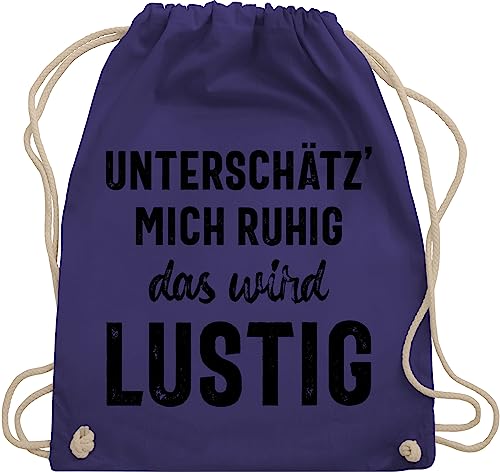 Turnbeutel Rucksack - Sprüche Statement mit Spruch - Unterschätz mich ruhig wird lustig - Unisize - Lila - stofftasche sprüchen taschen witzige baumwollbeutel sportbeutel stoffbeutel beutel bag von Shirtracer