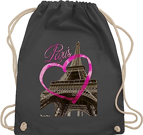 Turnbeutel Rucksack - Stadt und City Outfit - I love Paris - Unisize - Dunkelgrau - städte pariser juterucksäcke valemtinstagsgeschenk eifelturm beutel valentinstaggeschenk eiffelturm sportbeutel von Shirtracer