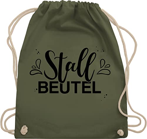 Turnbeutel Rucksack - Pferde - Taschen - Stallbeutel Lettering - Unisize - Olivgrün - geschenk reiter für mädchen reiterin erwachsene reiten zum reitbedarf pferdeliebe turnen beutel reitrucksack von Shirtracer