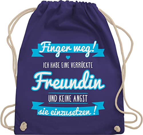 Turnbeutel Rucksack - Statement Sprüche Kinder - Ich habe eine verrückte Freundin blau - Unisize - Lila - mit sprüchen taschen geschenk zur einschulung beutel kordel sprüche. kordelzugbeutel von Shirtracer