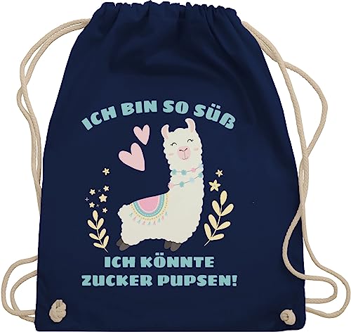 Shirtracer Turnbeutel Rucksack - Statement Sprüche Kinder - Lama Ich bin so süß ich könnte Zucker Pupsen - Unisize - Navy Blau - sprüche, geschenk taschen mit spruch spruechen nicht süss hab nur von Shirtracer