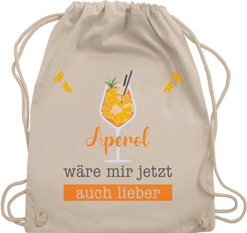 Turnbeutel Rucksack - Statement Taschen - Aperol wäre mir jetzt auch lieber - Apreol Geschenk Lustig - Unisize - Naturweiß - mit aufschrift baumwollrucksack spritz sportbeutel stoffsackerl tasche von Shirtracer