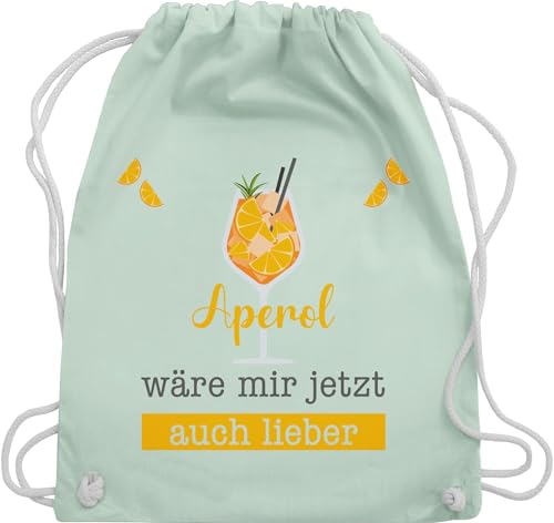 Turnbeutel Rucksack - Statement Taschen - Aperol wäre mir jetzt auch lieber - Aperol Geschenk Lustig - Unisize - Pastell Grün - spritz - sprüche statements cocktail stoffrucksack tour beutel von Shirtracer