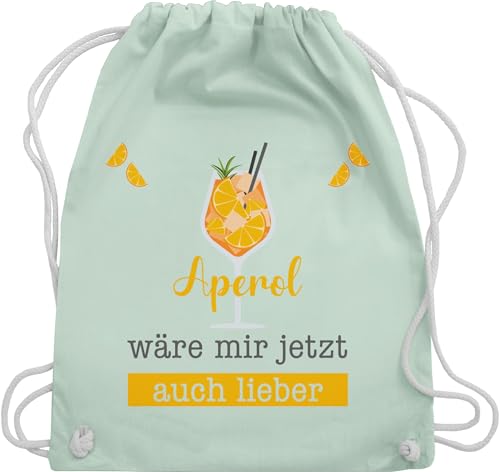 Turnbeutel Rucksack - Statement Taschen - Aperol wäre mir jetzt auch lieber - Apreol Geschenk Lustig - Unisize - Pastell Grün - beutel stoffsackerl kordel baumwoll baumwolle spritz - sprüche von Shirtracer