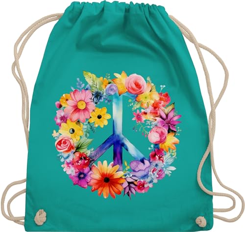 Turnbeutel Rucksack - Statement - Taschen - Peacezeichen I Peace Symbol Hippie I Frieden I 60er I 70er Flower Power I Flowerpower - Unisize - Türkis - hippie-rucksack - sprüche statements hippi Turnbeutel Rucksack - Statement - Taschen - Peacezeichen I Peace Symbol Hippie I Frieden I 60er I 70er Flower Power I Flowerpower - Unisize - Türkis - hippie-rucksack - sprüche statements hippi von Shirtracer