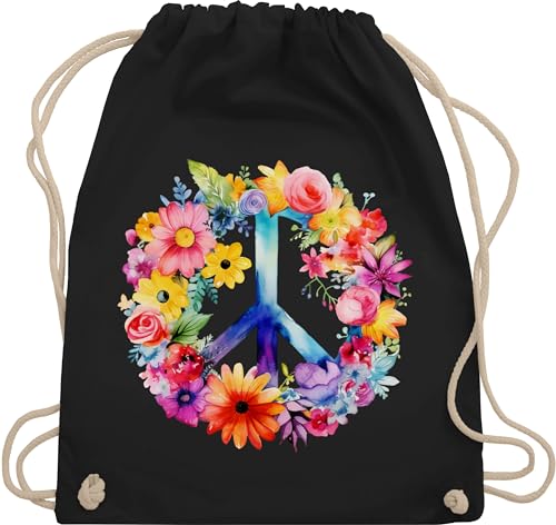 Turnbeutel Rucksack - Statement - Taschen - Peacezeichen I Peace Symbol Hippie I Frieden I 60er I 70er Flower Power I Flowerpower - Unisize - Schwarz - hippie-rucksack - sprüche statements hippy Turnbeutel Rucksack - Statement - Taschen - Peacezeichen I Peace Symbol Hippie I Frieden I 60er I 70er Flower Power I Flowerpower - Unisize - Schwarz - hippie-rucksack - sprüche statements hippy von Shirtracer