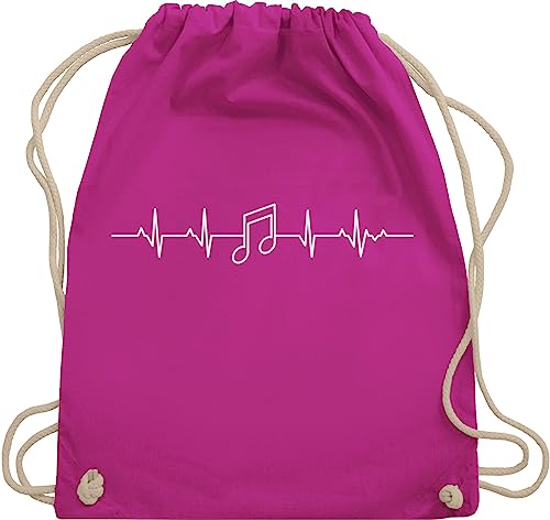 Shirtracer Turnbeutel Rucksack - Symbol und Zeichen Outfit - Herzschlag Musik Note - Unisize - Fuchsia - musikschule beutel mit noten juterucksäcke musiker geschenk musiknoten beutelrucksäcke von Shirtracer