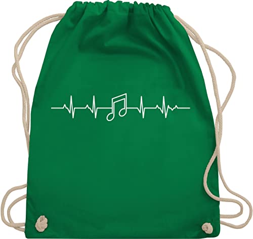 Shirtracer Turnbeutel Rucksack - Symbol und Zeichen Outfit - Herzschlag Musik Note - Unisize - Grün - beutel kordelzug große stofftasche kinderbeutel baumwollbeutel mit zugband bags baumwolle tasche von Shirtracer