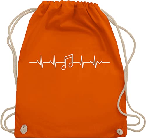 Shirtracer Turnbeutel Rucksack - Symbol und Zeichen Outfit - Herzschlag Musik Note - Unisize - Orange - großer beutel gym bag stoff rucksäcke stofftaschen stoffrucksäcke tasche mit kordelzug sportbag von Shirtracer