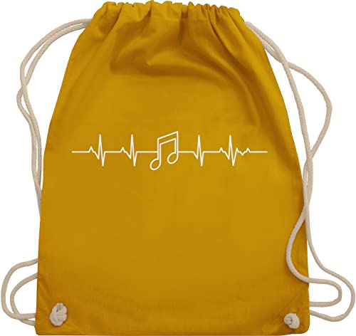 Shirtracer Turnbeutel Rucksack - Symbol und Zeichen Outfit - Herzschlag Musik Note - Unisize - Senfgelb - sportbeutel groß stoffbeutel mit kordelzug tasche baumwolle große stofftasche stoffsackerl von Shirtracer