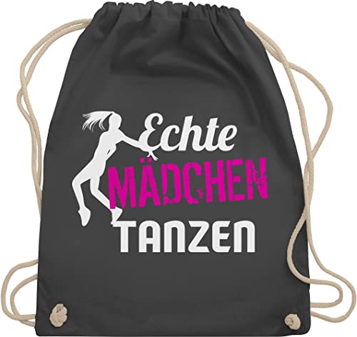 Shirtracer Turnbeutel Rucksack - Geschenk - Echte Mädchen tanzen - Tänzerin - Unisize - Dunkelgrau - sportbeutel baumwolle baumwollbeutel groß beutel kinder turnsäckchen taschen turntasche bag bags von Shirtracer