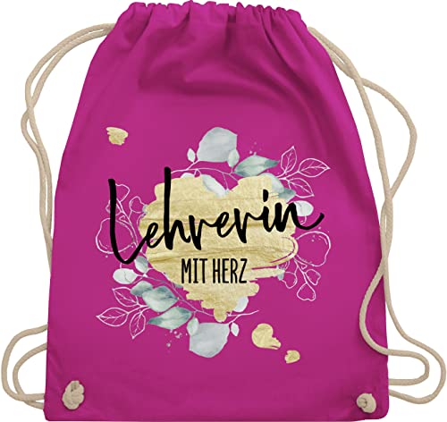 Turnbeutel Rucksack - Taschen - Lehrerin mit Herz - Abschiedsgeschenk Weihnachten - Unisize - Fuchsia - geschenk für danke beutel lehrerinnen herzen stoffbeutel geschenke tasche klassenlehrerin von Shirtracer