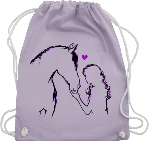 Turnbeutel Rucksack - Taschen - Pferd und Reiterin Geschenk Pferde Mädchen I Pferd Geschenk für Pferdeliebhaber I Reiten Mädchen Geschenke für Pferdefreunde I Reitlehrerin - Unisize - Pastell von Shirtracer