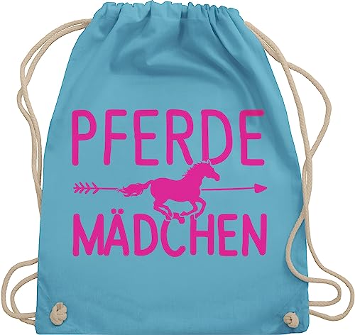 Turnbeutel Rucksack - Taschen - Pferde Mädchen - Unisize - Hellblau - baumwolle beutel pferdetaschen pferdesprüchen stoffbeutel kordelzug reitbedarf pferden stoff stalltasche reitsport von Shirtracer