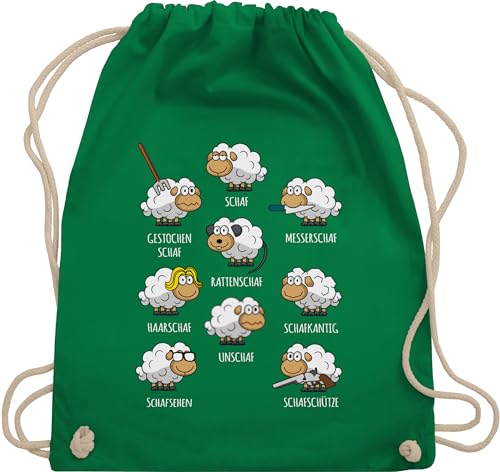 Turnbeutel Rucksack - Taschen - Schafe Schäfchen Schäfer Schaf Sheep Schafbauer Lustig Witzig - Unisize - Grün - tasche+schaf schafen unschaf beutel mit gestochen sportbeutel rucksackbeutel von Shirtracer