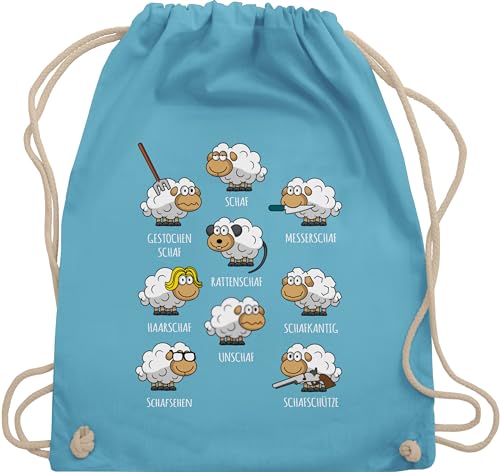 Turnbeutel Rucksack - Taschen - Schafe Schäfchen Schäfer Schaf Sheep Schafbauer Lustig Witzig - Unisize - Hellblau - tasche+schaf schafen unschaf beutel mit gestochen sportbeutel motiv von Shirtracer