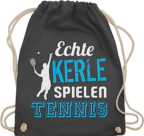 Shirtracer Turnbeutel Rucksack - Tennisspieler Geschenk - Echte Kerle spielen Tennis - Unisize - Dunkelgrau - beutel stoff tennisrucksack kinder tennisfans rucksäcke tennistasche geschenke backpack von Shirtracer