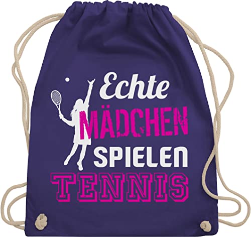 Shirtracer Turnbeutel Rucksack - Tennisspieler Geschenk - Echte Mädchen spielen Tennis - Unisize - Lila - turn tasche sprüche beutel kordelzug bags trainingsbeutel beuteltasche turnsackerl von Shirtracer