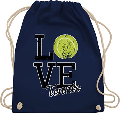 Turnbeutel Rucksack - Tennisspieler Geschenk - Love Tennis - Unisize - Navy Blau - tennisrucksack kinder sport sackerl tennisrucksäcke geschenke stoffbeutel turnsackerl sportrucksack von Shirtracer