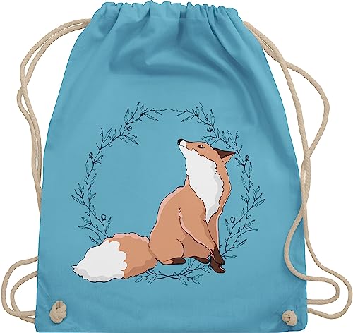 Turnbeutel Rucksack - Tiere Meerschweinchen Hase & Co. - Fuchs Fox Gechenk - Unisize - Hellblau - tiermotiv kita turnsack tier kinderrucksack animal kindergarten beutelrucksäcke tiermotive kinder von Shirtracer