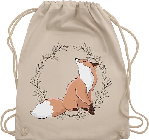 Turnbeutel Rucksack - Tiere Meerschweinchen Hase & Co. - Fuchs Fox Gechenk - Unisize - Naturweiß - tiermotiv animal print beutel tieren beuteltasche stoff animals sportbeutel stoffturnbeutel von Shirtracer