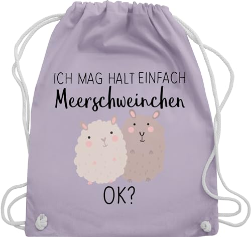 Turnbeutel Rucksack - Tiere Hase & Co. - Ich mag halt einfach Meerschweinchen OK? - Unisize - Pastell Lila - animal print ok stofftasche mit tieren tiermotive kinder stoffbeutel tier beutel stoff von Shirtracer