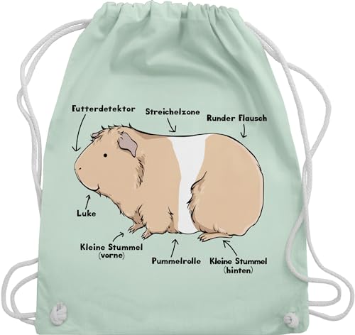 Shirtracer Turnbeutel Rucksack - Tiere Meerschweinchen Hase & Co. - Meerschwein Anatomie - Unisize - Pastell Grün - gym bag baumwolle kordel häng beutel baumwoll stoff kinderrucksack tier tiermotive von Shirtracer