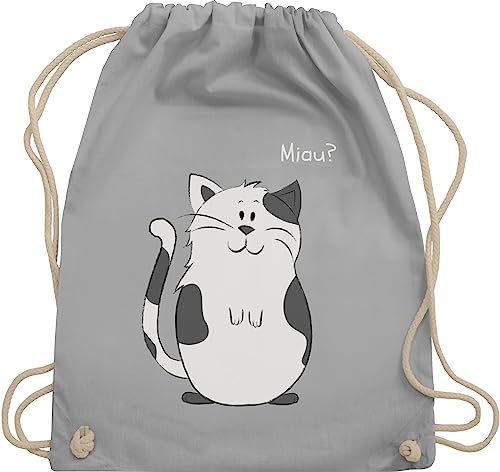 Turnbeutel Rucksack - Tiermotiv Animal Print - lustige Katze - Unisize - Hellgrau - sport beuteltasche tiere beutel kinder backpacks bags stofftaschen tasche baumwolle turnsack bag sporttasche von Shirtracer