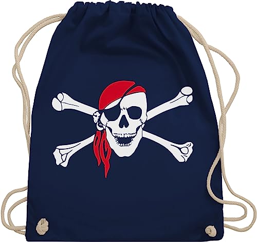 Turnbeutel Rucksack - Piraten & - Totenkopf Pirat Kopftuch - Unisize - Navy Blau - beutel baumwolle piratenkopftuch kinderbeutel skull kinderturnbeutel kopftücher taschen stoffbeutel stoffrucksack von Shirtracer