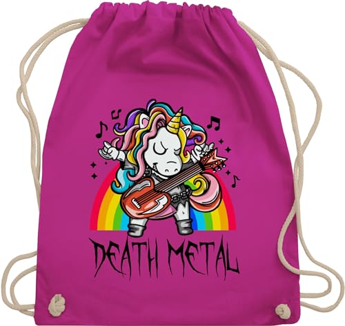 Turnbeutel Rucksack - Trend Kinderkleidung und Co - Death Metal Einhorn - Unicorn - Unisize - Fuchsia - beutel kinder heavy turnsackerl sportbeutel baumwollrucksäcke bag sportrucksack baumwolle von Shirtracer