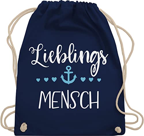 Shirtracer Turnbeutel Rucksack - Taschen - Lieblingsmensch - Herzmensch Geschenke beste Freundin Valentinstag Männer Geschenk Mama - Unisize - Navy Blau - valentin jahrestagsgeschenk fur partner von Shirtracer