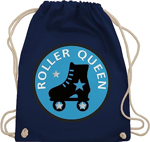 Turnbeutel Rucksack - Vintage Retro - Roller Queen Rollschuh - Unisize - Navy Blau - cloth bag baumwoll beutel turnen tasche turnsackerl rucksäcke backpack turnsack kordel kinder baumwolle stoff von Shirtracer