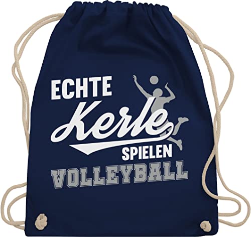 Shirtracer Turnbeutel Rucksack - Geschenke Zubehör - Echte Kerle spielen Volleyball weiß/grau - Unisize - Navy Blau - kinderturnbeutel geschenk turnen beutel tasche rucksäcke sportbeutel stoffbeutel von Shirtracer