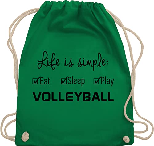 Turnbeutel Rucksack - Geschenke Zubehör - Life is simple Volleyball - Unisize - Grün - sport rucksäcke spielerin geschenk kinderturnbeutel volleyballer stoffbeutel baumwolle accessories vollyball von Shirtracer