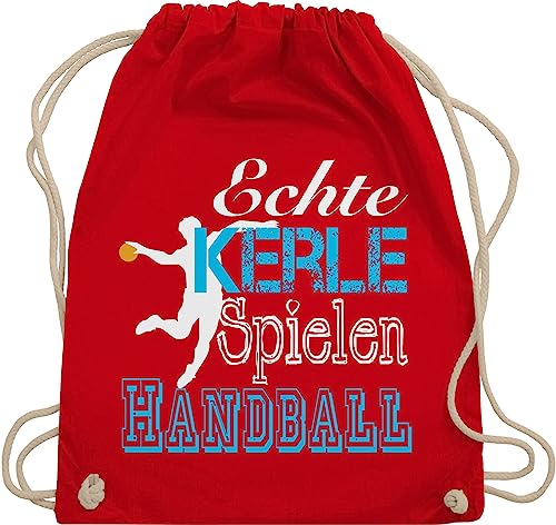 Turnbeutel Rucksack - EM 2026 Trikot Ersatz - Echte Kerle Spielen Handball weiß - Unisize - Rot - geschenke handballbeutel handballer jungs beutel sportbeutel kinderturnbeutel hanball jungen von Shirtracer