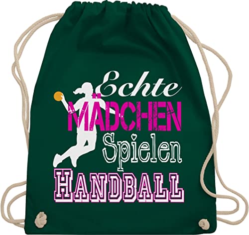 Turnbeutel Rucksack - EM 2026 Trikot Ersatz - Echte Mädchen spielen Handball I - Unisize - Dunkelgrün - geschenke für handballer handballbeutel hanball habdball beutel kinderturnbeutel halbball von Shirtracer