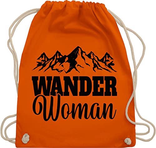 Turnbeutel Rucksack - Wander Woman - Geschenk für Wanderin - Unisize - Orange - sportbeutel baumwolle stoff kordel gehe wandern sportrucksack berge baumwollrucksack mit bergmotiv stofftasche von Shirtracer