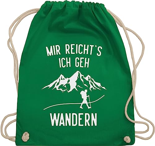 Shirtracer Turnbeutel Rucksack - Laufen Joggen Zubehör - Mir reichts ich geh wandern - Berge - Unisize - Grün - stoffbeutel mit kordelzug reicht stoffrucksack reicht's turnsack reichts! turnen beutel von Shirtracer