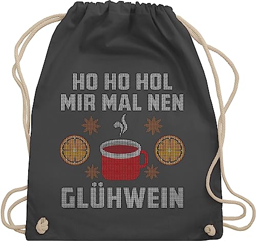 Turnbeutel Rucksack - Weihnachten Geschenke Christmas Bekleidung - Ho Ho Hol mir mal nen Glühwein Weiß - Unisize - Dunkelgrau - weihnachtsrucksack weihnachtsmarkt weihnachtsmotiv geschenkbeutel von Shirtracer