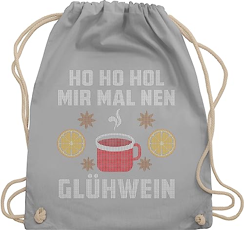 Turnbeutel Rucksack - Weihnachten Geschenke Christmas Bekleidung - Ho Ho Hol mir mal nen Glühwein Weiß - Unisize - Hellgrau - weihnachtsrucksack weihnachtsmarkt weihnachtsmotiv geschenkbeutel von Shirtracer