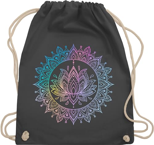 Turnbeutel Rucksack - Yoga - Taschen - Mandala Lotusblume I Spirituelle Meditation I Pilates Lotus Entspannung - Unisize - Dunkelgrau - meditations tasche yoga-tasche joga wellness beutel baumwolle von Shirtracer