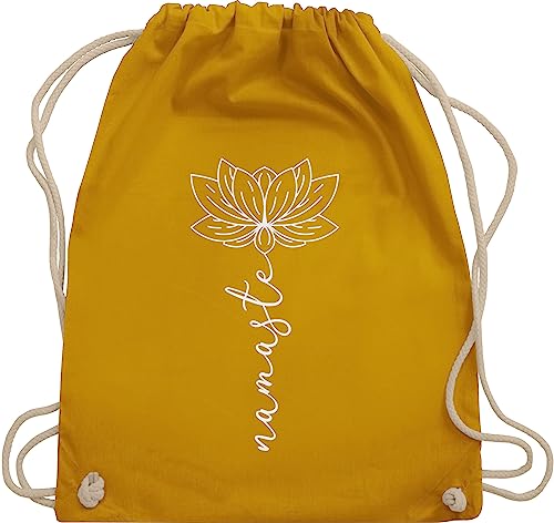 Shirtracer Turnbeutel Rucksack - und Wellness Geschenk - Namaste Lotusblüte Yoga Chakra - Unisize - Senfgelb - flower spirituelle lotusblüten gymsack geschenke mandala turnbeutel. für fans mit blumen von Shirtracer