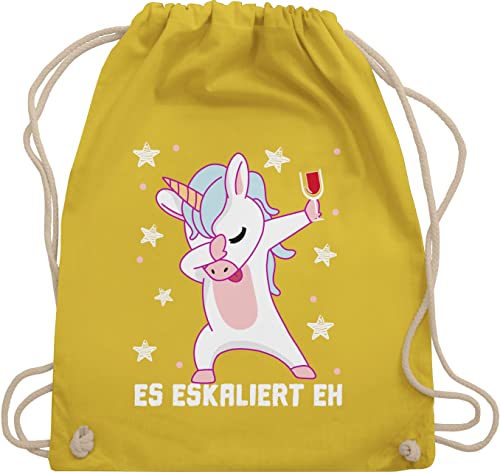 Turnbeutel Rucksack - & Alkohol Damen - Es eskaliert eh Festival Saufi Party Malle Lustig - Unisize - Gelb - mallorca sprüche sportbeutel groß mädelsabend das stoffbeutel mit kordelzug clothes von Shirtracer