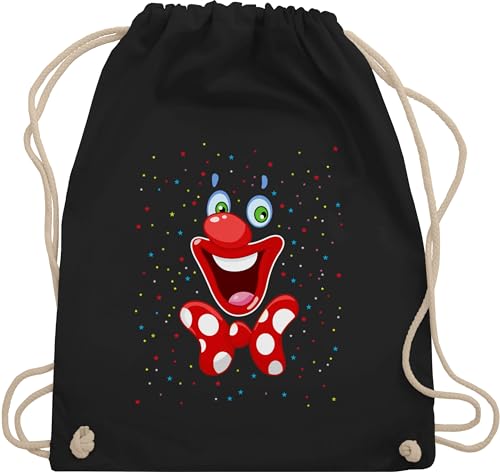 Shirtracer Turnbeutel Rucksack - & Fasching - Taschen - Clown Gesicht Karneval Kostüm I Clownkostüm witziges Clowngesicht - Unisize - Schwarz - karnevalsbeutel faschings clowns tasche karnevalstasche von Shirtracer