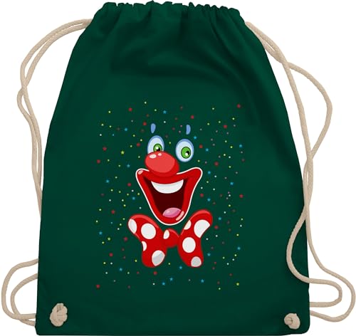 Turnbeutel Rucksack - & Fasching - Taschen - Clown Gesicht Karneval Kostüm I Clownkostüm witziges Clowngesicht I Fastnacht I Fasnacht I Fasnet - Unisize - Dunkelgrün - karnevalsbeutel faschings von Shirtracer
