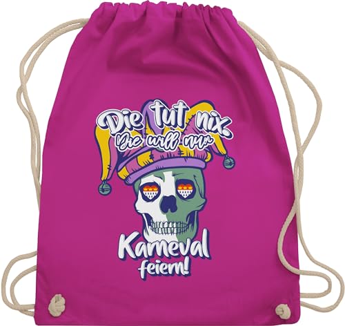 Turnbeutel Rucksack - & Fasching - Taschen - Die tut nix die will nur Karneval feiern Totenkopf I - Unisize - Fuchsia - karnevalsbeutel faschings tasche karnevalstasche karnevals beutel wurfbeutel von Shirtracer