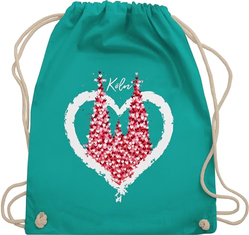 Turnbeutel Rucksack - & Fasching - Taschen - Kölner Dom Köln Rot Weiss Karneval I - Unisize - Türkis - beutel wurfmaterial carnevale un stoffturnbeutel karnevalsbeutel fasnacht mit herzen tasche von Shirtracer