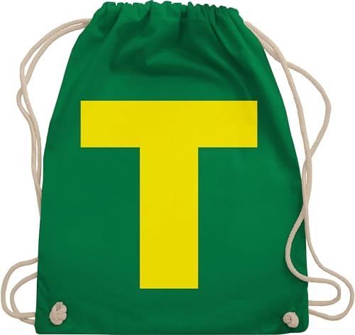Turnbeutel Rucksack - & Fasching - Taschen - Kostüm Buchstabe T Streifenhörnchen Chipmunk Theodore I Faschings Kostüm Karneval Gruppenkostüm - Unisize - Grün - karnevalsbeutel karnevals theodor von Shirtracer